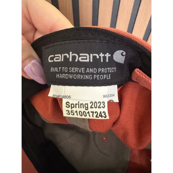 Carhartt Canvas Cap Work Wear Outdoors Patch Baseball Cap In Salmon Pink OS - Picture 6 of 7